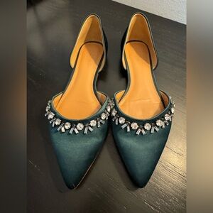 J. Crew Teal Embellished Flats